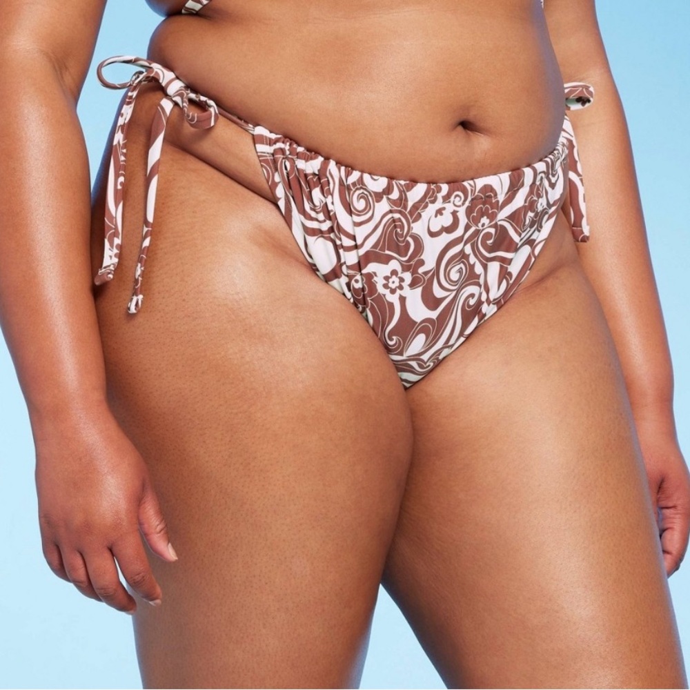 Wild Fable Brown and White Ornate Bikini bottom